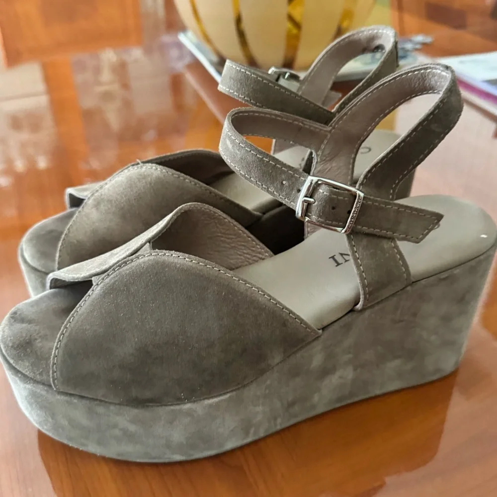 Jenna Platform Wedge Sandal Cordani Side 8.5 (39) Crosta Fango beige